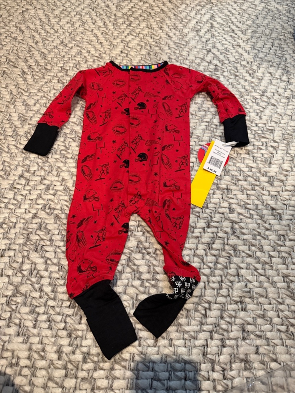 Magnetic Me Red Footed One-Piece with Black Cuffs 12-18 month. NWT Convertible